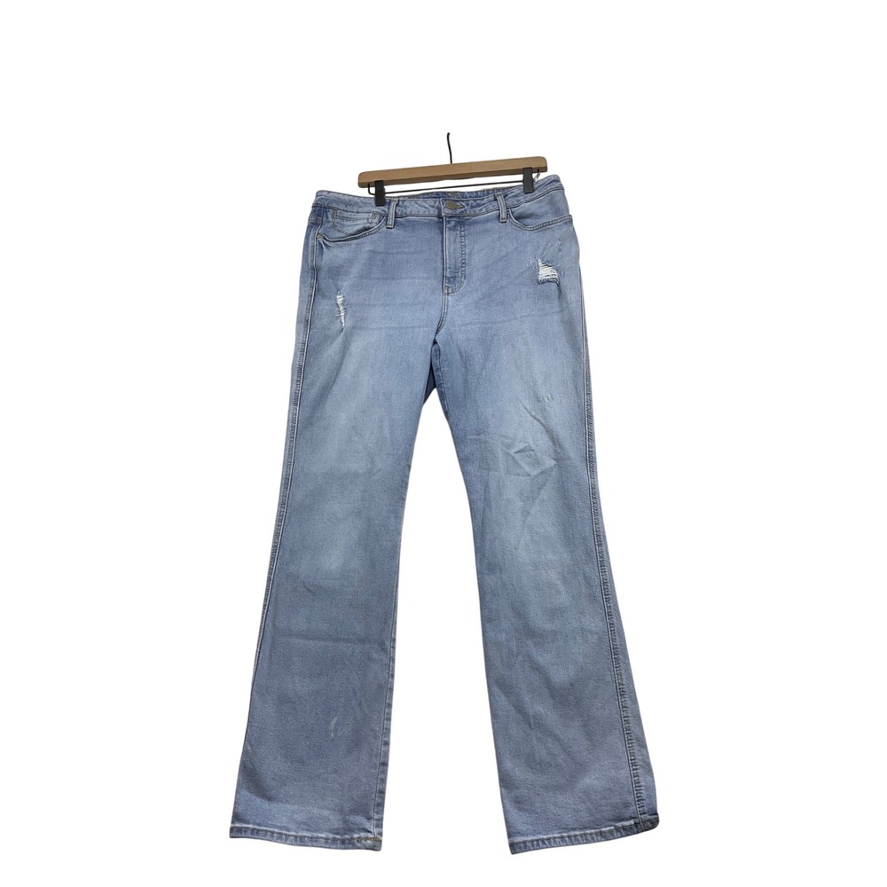 Seven7 Bombshell High Rise Bootcut Jeans Light Wash Distressed Size 16